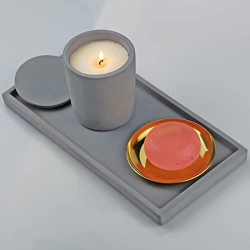 FREELOVE Concrete Countertop and Vanity Tray – Small Soap Dispenser Bottles Makeup Organizer Perfume Candle Key Trinket 