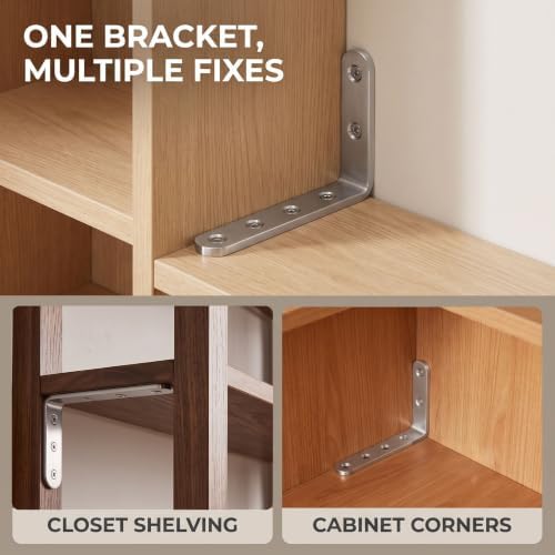 25Pcs Stainless Steel Angle Brackets 3”x 5” Heavy Duty Corner Brackets