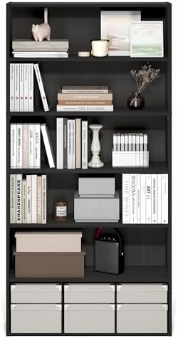 Furinno PASIR Book Shelf, 6-Tier Bookshelf with Open Storage Shelf, Standing Bookcase, 9.4 x 31.5 x 63, Easy Assembly, f