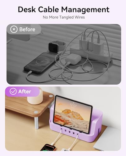 ORICO Cable Management Box with Phone Stand Lid, Large Cord Organizer Case for Hiding Power Strips & Surge Protectors, H