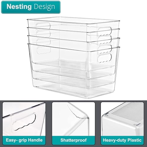 Sorbus Clear Storage Bins with Lids for Kitchen (Extra Large, 10 Pack)