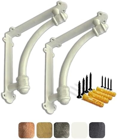 NACH Decorative Shelf Brackets, 2 Pack of 9.6 x 1.7 x 9.6 inch White Cast Iron Shelf Brackets - Decorative Brackets Whit