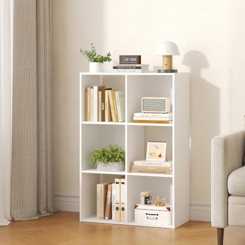 DUMOS 6-Cube Storage Organizer, Open Bookshelf 3 Removable Panels
