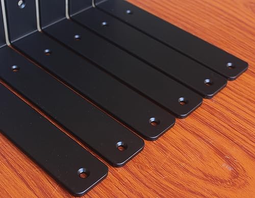 32 Pack - L 6" x H 6" x W1.5, 5mm Thick Black L Shelf Bracket, Iron Shelf Brackets, Metal Shelf Brackets, Floating Shelf