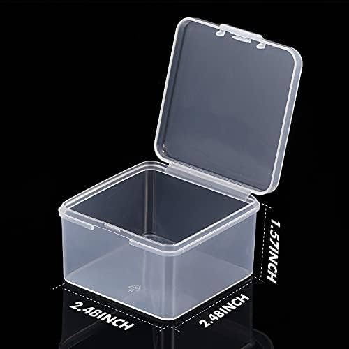 Jetec 6 Pieces Small Clear Plastic Storage Box, 2.5 x 2.5 x 1.6 Inch