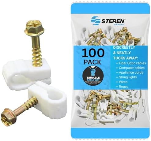 STEREN Coaxial Cable Clips - Cable Holder - Wire Clips - Siding Clips for Hanging - Cord Holder for Desk - Cable Clamps 