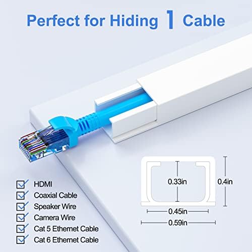 Yecaye 250in Cord Hider, Small Wall Cord Covers, W0.59in H0.4in, White