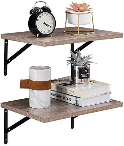 SUPERJARE Wall Mounted Floating Shelves, Set of 2, Wide Display Ledges, 11.8 Inch Deep, Large Storage Rack for Room/Kitc