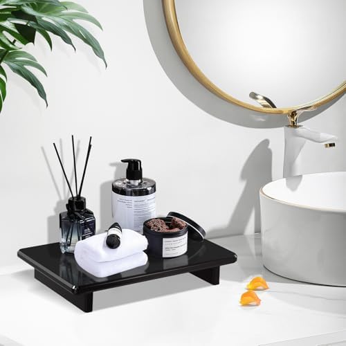 Black Acrylic Bathroom Vanity Tray Countertop Organizer, 9"x5.9"x1.5"