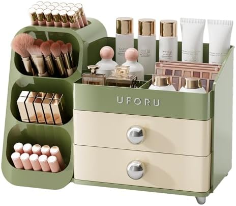 UFORU Makeup Organizer Countertop with Brush Holder for Vanity Bathroom