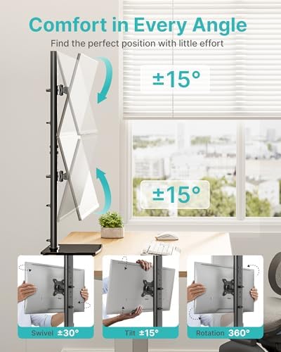 Pegzone Vertical Dual Monitor Stand for 17–34 Inch Screens, Tabletop