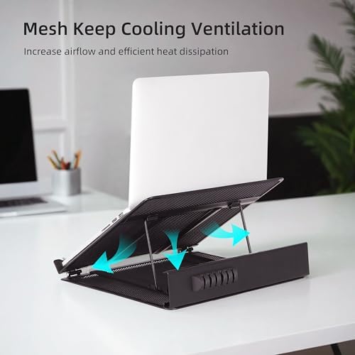 DESIGNA Metal Mesh Ventilated Adjustable Laptop Stands Computer Notebook Holder Stand Riser Compatible with Apple MacBoo