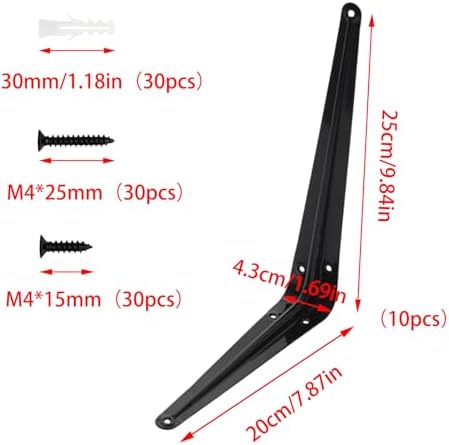 Lilaly 10 Pack Shelf Brackets 10 Inch Shelf Bracket, Heavy Duty L Brackets for Shelves for Hanging Floating Shelves Brac
