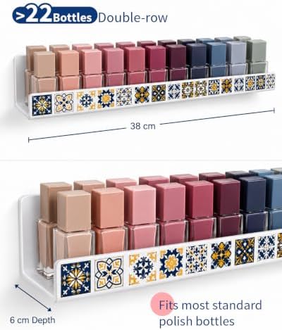4 Pack 15 Inch Acrylic Nail Polish Wall Rack, Wall Mounted Display Shelves