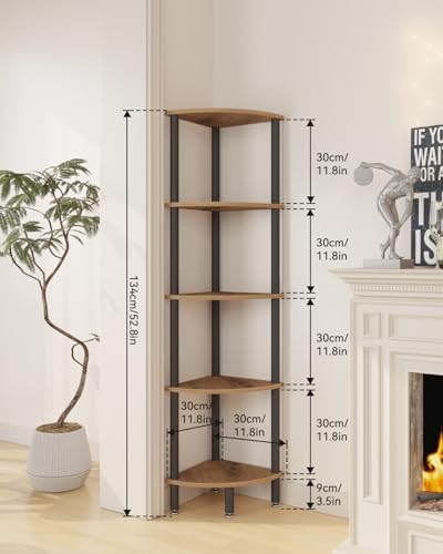 IBUYKE 5 Tier Corner Shelf Stand,Industrial Corner Display Rack WBC010K