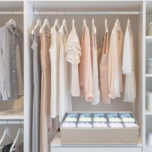 Lukeline Belt Organizer for Closet, Tie Storage Organizer Bins with 15 Compartments Drawer Organizer, Linen Closet Organ