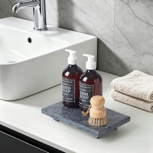 Natural Marble Tray Pedestal Stand – Soap & Jewelry Riser for Bathroom Counter, Kitchen Sink, Vanity Organizer, Decorati