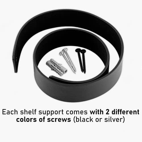 Brute Strength - PU Leather Shelf Brackets - Black - 6 Pieces - Floating Shelf Set - Wall Brackets - Shelf Straps - Faux