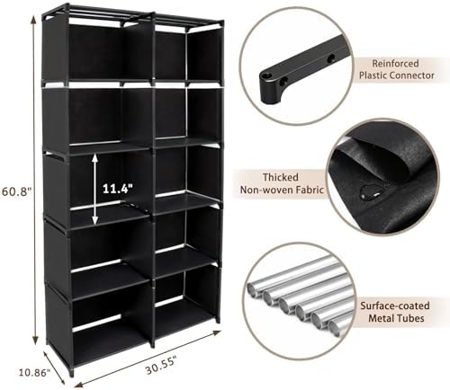 6 Tier Book Shelf, 10-Cube Storage Shelves, Tool-Free Assembly Kids Bookshelf, Bookcase Cube Storage Organizer for Kids 