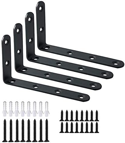 Shelf Bracket 4 Pack 5" Lx3 H 5mm Thick Heavy Duty Black L Brackets