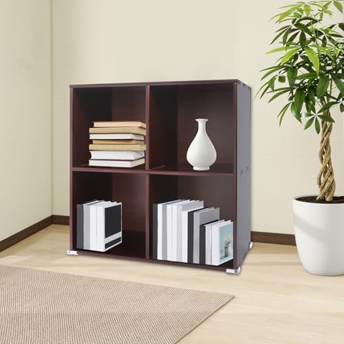 Solid Wood Cube Bookcase, Floor-Standing Storage Bookshelf(4-Cube)