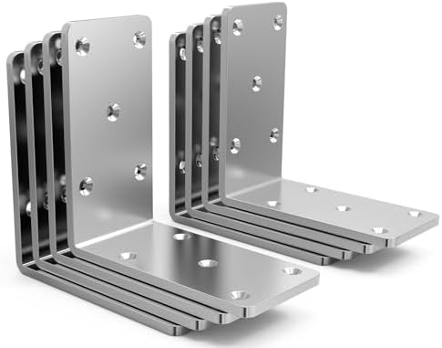 (8PCS) Heavy Duty L Brackets 5x5x2.5 for Wood,Metal Shelf Brackets,90 Degree Corner Bracket,Large Right Angle Bracket, P