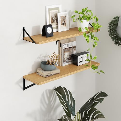 Axeman Deep Floating Shelves - 40 Inch Floating Shelves Set of 2-12 Inch Deep Oak Wall Shelves for Living Room Bathroom 