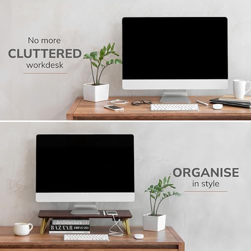 Anji Mountain Monitor Stand for Desk - Desktop Organizer & Laptop Riser, Ergonomic Monitor Riser, Space-Saving, Durable,
