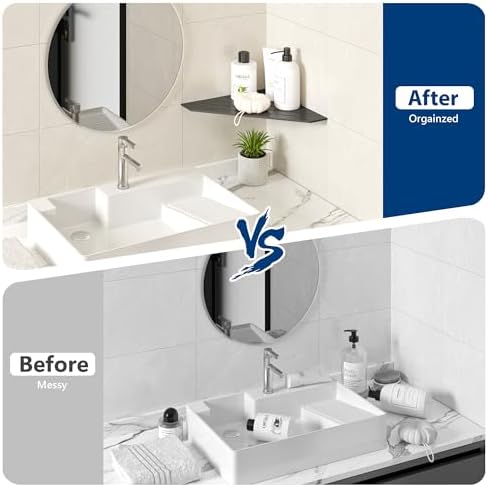 Grey Metal 10 Inch Corner Shower Shelf with Slot Design, 1 Pack