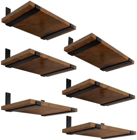 LEOPO 8 inch Shelf Brackets 12-Pack, 1/5" Thick Floating Shelf Bracket