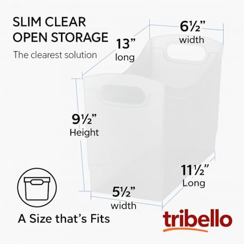 Modern Narrow Organizer Storage Bin, Clear Plastic Household Storage Container for Kitchen Pantry storage, Under Sink Bi