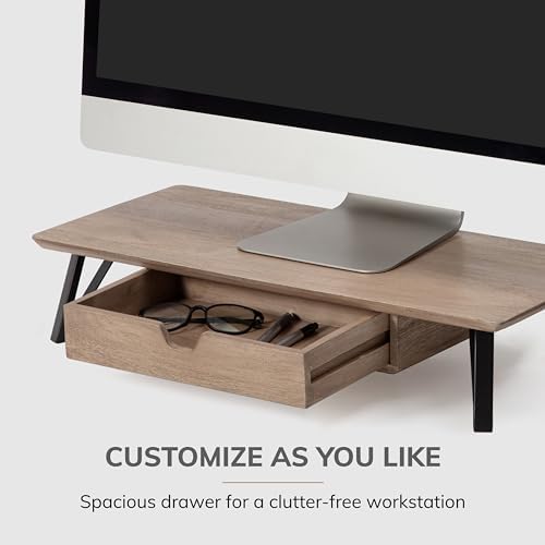 Anji Mountain Monitor Stand for Desk - Desktop Organizer & Laptop Riser, Ergonomic Monitor Riser, Space-Saving, Durable,