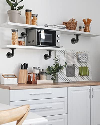 MUZIK 4Pcs 4"×4" L Pipe Shelf Bracket, Heavy Duty Wall Mount, DIY Shelving