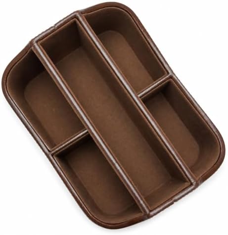 UnionBasic Rotating Desk Organizer, 360 Desk Spinning Caddy, Desktop TV Guide/Mail/Media/Remote Controller Holder Organizer, Brown - Printed Oil Leather