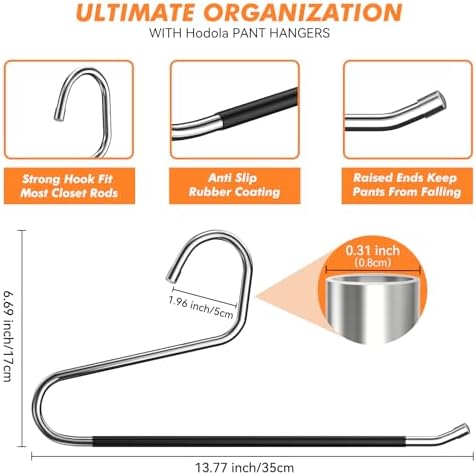 18 Pack Pants Hangers Space Saving,Open Ended Metal Pant Hangers