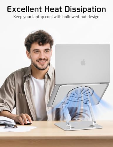Adjustable Aluminum Laptop Stand for Desk,Ergonomic Riser, Silver