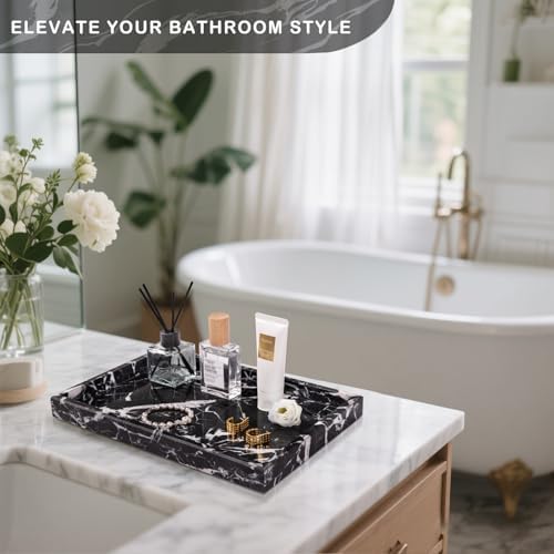 Marble Bathroom Tray for Countertop & Home Decor, Natural Decorative Marble Tray for Jewelry & Perfume Organizer, Luxury