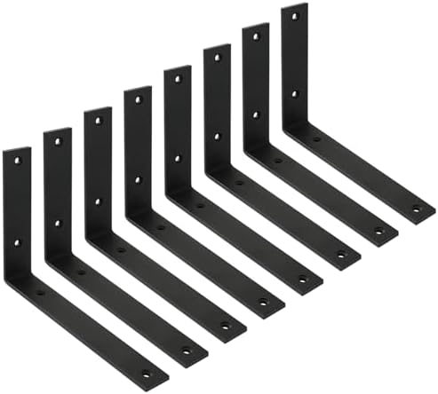 Shelf Bracket 8 Pack 8" Lx8 H 5mm Thick Heavy Duty Black L Brackets