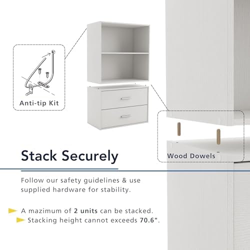 Homes: Inside + Out Apexa 6-Cube Storage Organizer Shelves, Stackable Wood Bookcase Fits Cubby Bins for Organization, Do