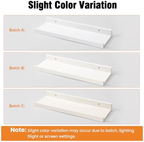 24inch Long Floating Shelves for Wall Decor, 5-Set Shelves with Lip, White