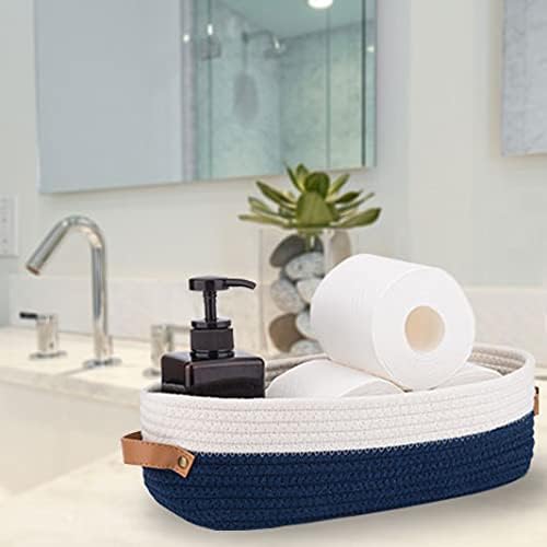 Set of 2 Toilet Basket,Woven Storage Basket for Toilet Tank Top Farmhouse Home Decor Organizing Baskets 13"x5.9"x4" Navy