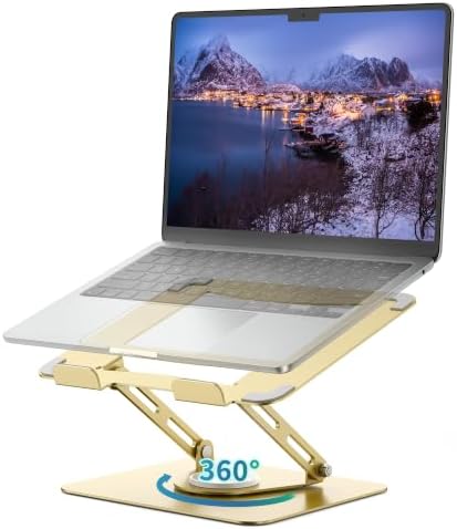 ALASHI Laptop Stand for Desk with 360° Rotating Base, Multi-Angle Adjustable Laptop Stands, Foldable Laptop Riser Compat