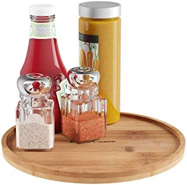 Lazy Susan - All-Natural Round Bamboo Single-Tier Turntable - 10-Inch Spinning Organizer for Kitchen, Pantry, and Vanity