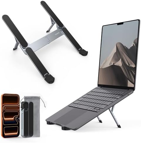 SODI [Ultra Compact] Foldable & Portable Laptop Stand for Desk, Lightweight Tablet Stand for Business Travel, Library, C