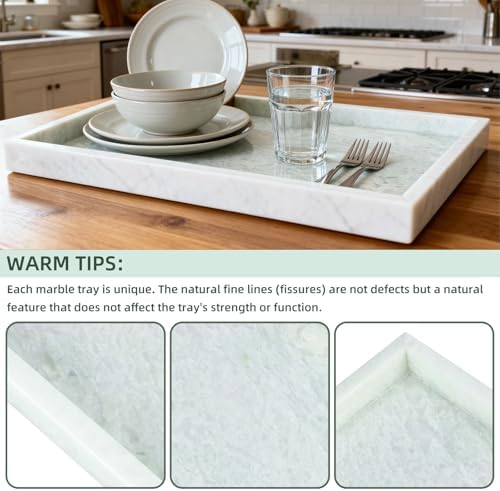 Yew & Tulip Natural Marble Vanity Tray, Luxury Stone with Light Green Textures Serving Tray for Bathroom, Kitchen, Vanit