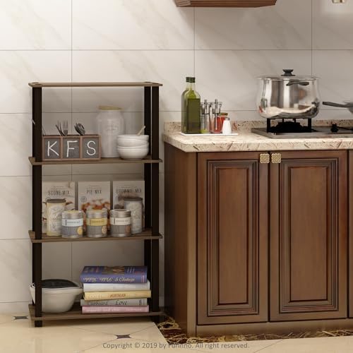 Furinno TURN-S-TUBE Storage Shelves, 4-Tier Book Shelf, Corner Shelf, Toolless Open Shelves, for Organization and Storag
