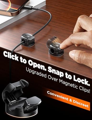 Chfeila 8-Pack Cable Clips, Quick-Lock Cord Organizer Black