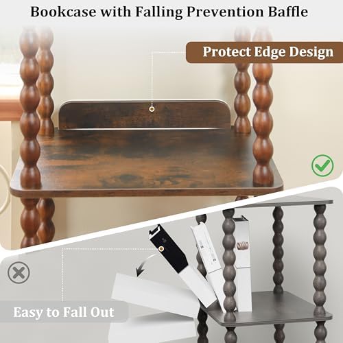 Fultyle Book Shelf, 4-Tier Bookshelf with Storage, Small Bookcase Display Shelves for Small Spaces, Bedroom, Living Room