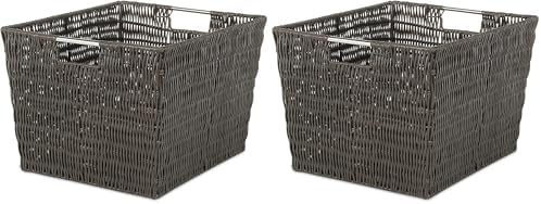 Whitmor Rattique Storage Tote Basket - Espresso (Pack of 2)