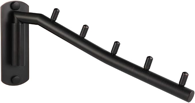 JQK Folding Clothes Hanger Rack, Stainless Steel Swing Arm Hook Holder, Clothing Hanging System Drying Closet Storage Organizer Oil Rubbed Bronze Wall Mount, SHR100-ORB